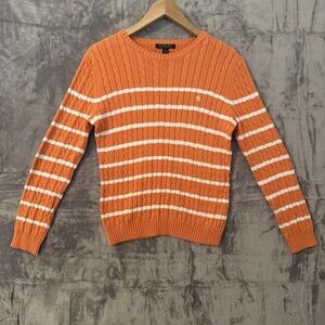 Ralph Lauren Tangerine and Cream Striped Sweater